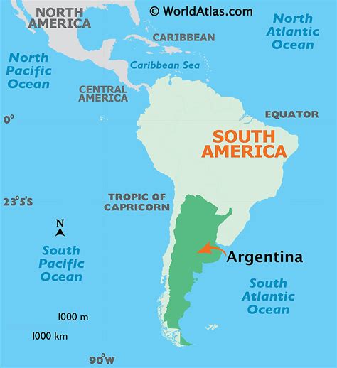 argentina location on world map with regions
